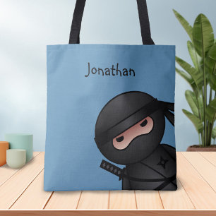 Little Ninja Warrior on Blue Tote Bag