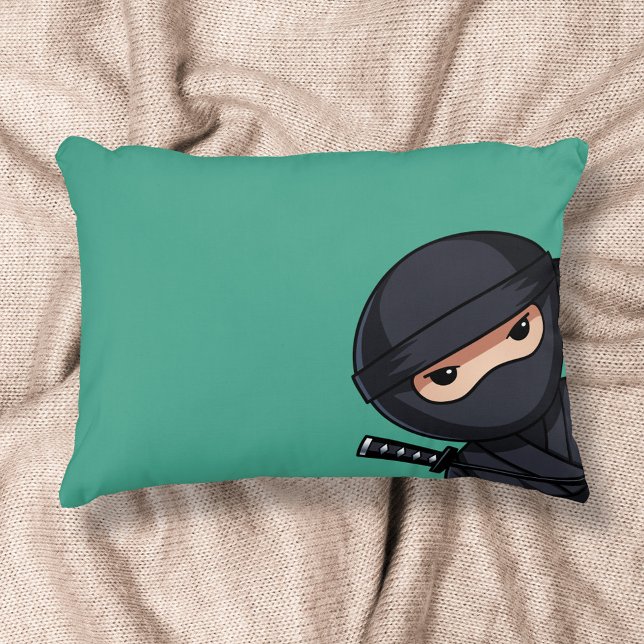 Little Ninja Warrior on Green Accent Pillow (Creator Uploaded)