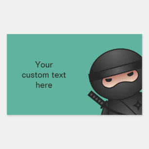 Little Ninja Warrior on Green Rectangular Sticker