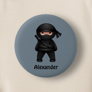 Little Ninja Warrior on Grey 6 Cm Round Badge