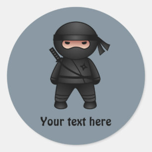 Little Ninja Warrior on Grey Classic Round Sticker