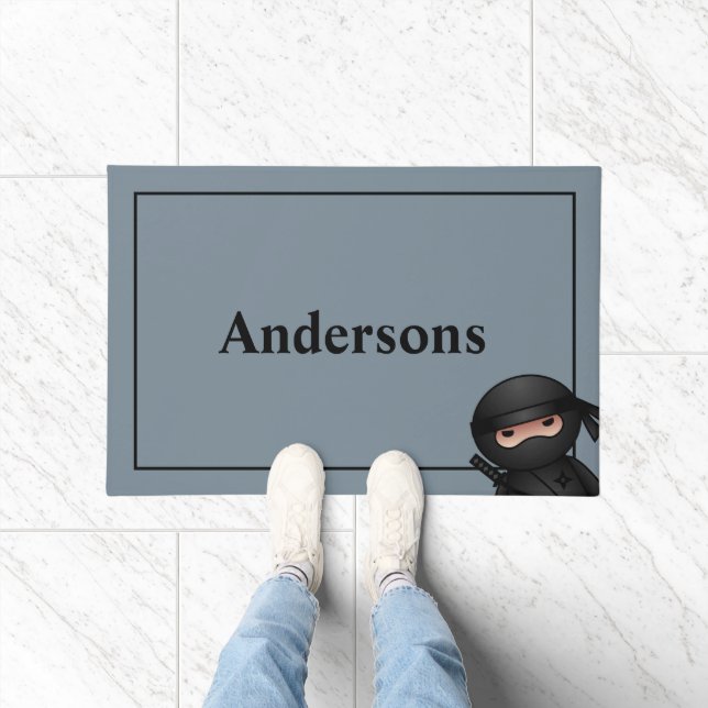 Little Ninja Warrior on Grey Doormat (Indoor)