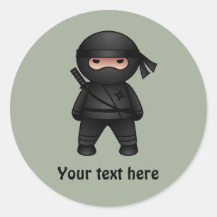 Little Ninja Warrior on Sage Green Classic Round Sticker
