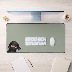 Little Ninja Warrior on Sage Green Desk Mat