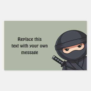 Little Ninja Warrior on Sage Green Rectangular Sticker