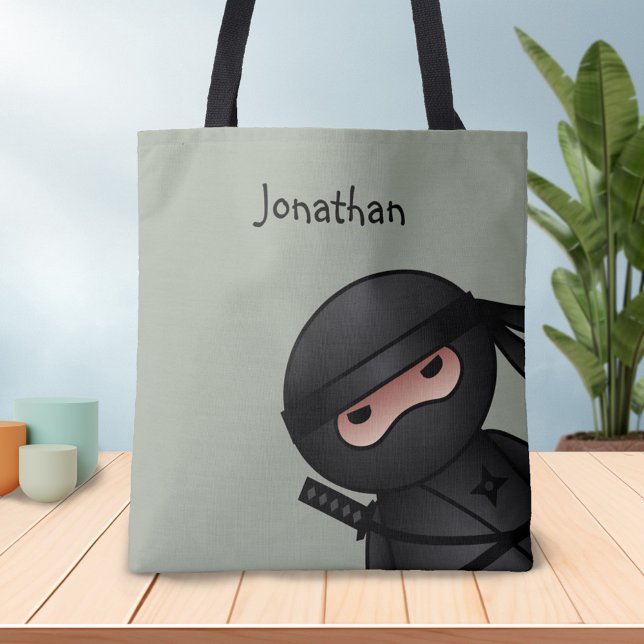 Little Ninja Warrior on Sage Green Tote Bag (Creator Uploaded)
