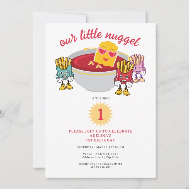 Little Nugget Any Age Toddler Girl Birthday Party Invitation (Front)