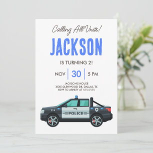 Little Officer Police Birthday   Personalized  Invitation