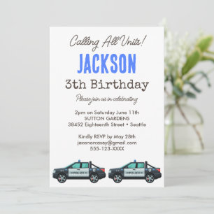 Little Officer Police Birthday Personalized Invitation