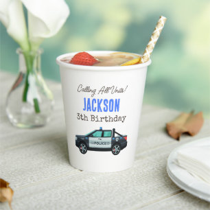 Little Officer Police Birthday Personalized Paper Cups
