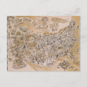 Little Old Lady's U.S.A. Map (Cartoon) Postcard