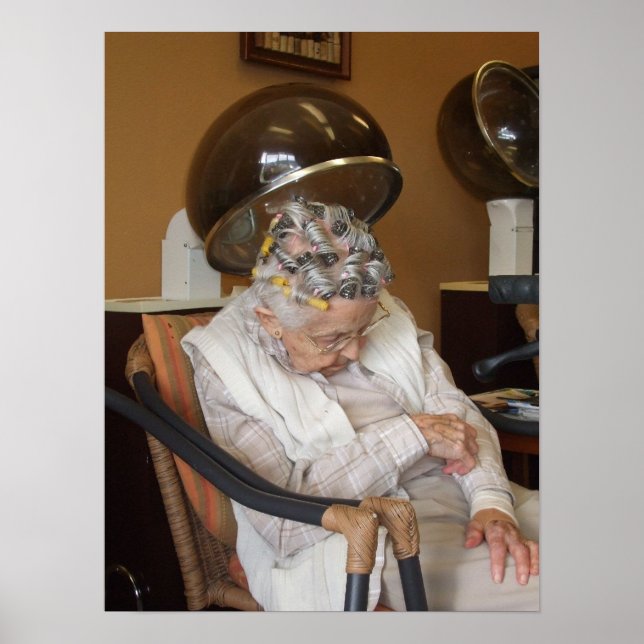Little Old Woman Asleep Under Hair Dryer II Poster (Front)