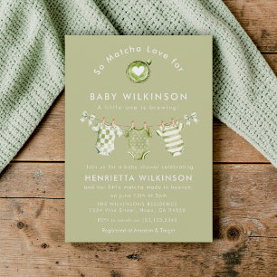 Little One is Brewing Matcha Baby Shower Invitation