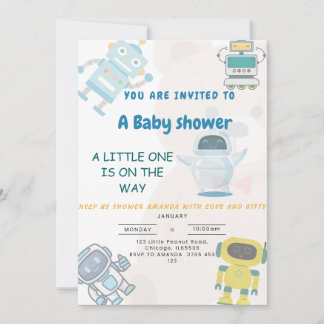 Little one is on the way robo toys baby shower invitation