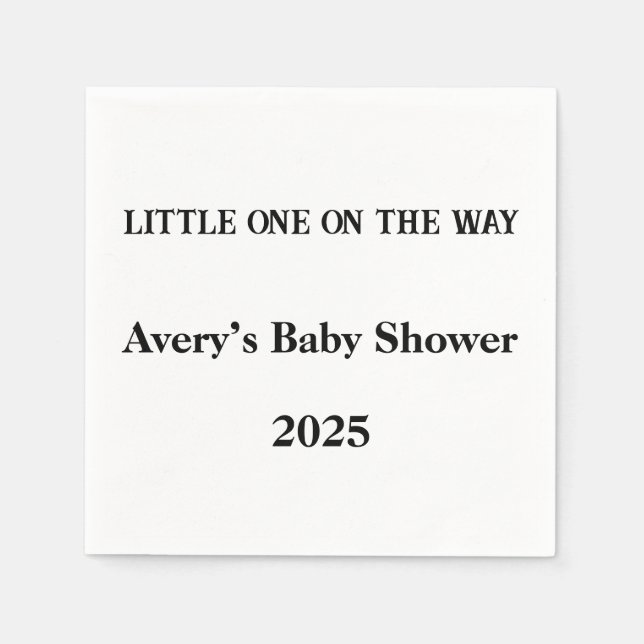 Little One On The Way Custom Napkins – Baby Shower (Front)