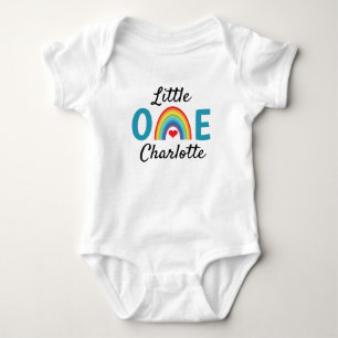Little One with a Rainbow and Heart Baby Bodysuit