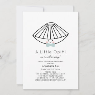 Little Opihi Blue Bow Tie Boy Baby Shower Invitation