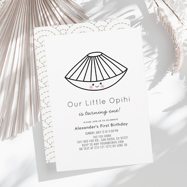 Little Opihi Blue Gender-neutral 1st Birthday Invitation (Creator Uploaded)
