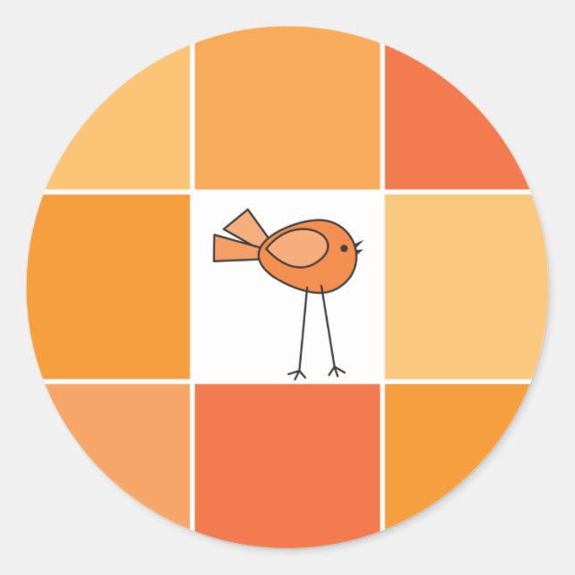little orange bird classic round sticker (Front)
