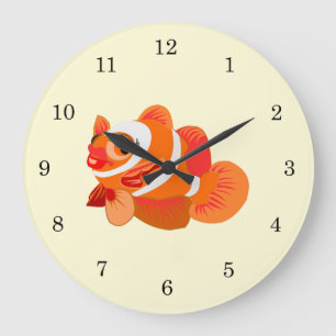 Little Orange Fish Large Clock