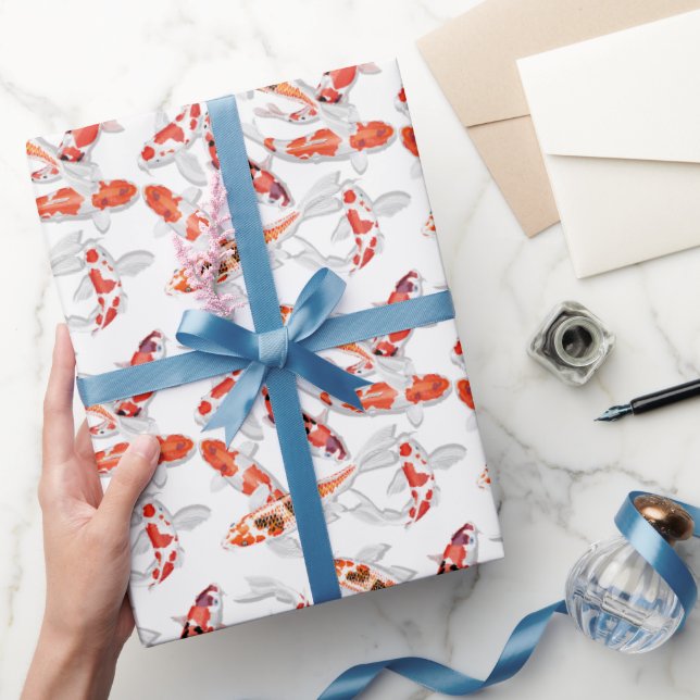 Little Orange White Koi Fish  Wrapping Paper (Gifting)