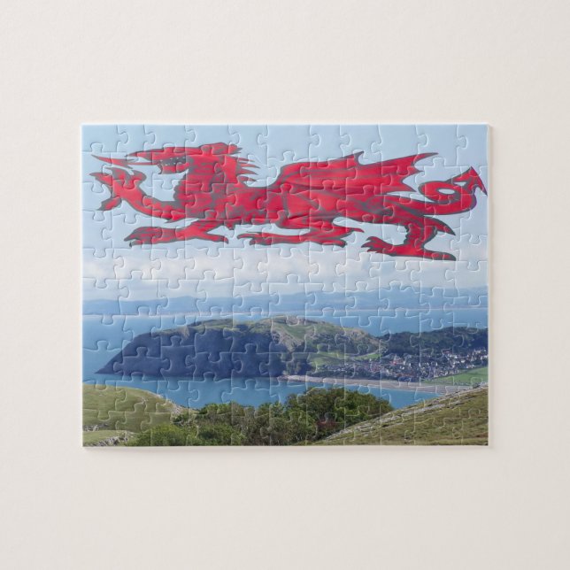 Little Orme with Welsh dragon. Jigsaw Puzzle (Horizontal)