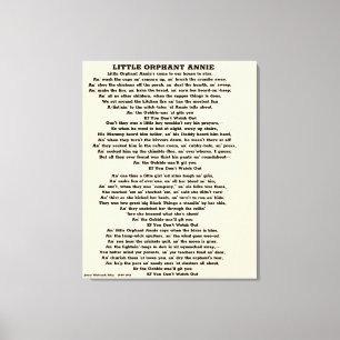 LITTLE ORPHANT ANNIE POEM CANVAS PRINT