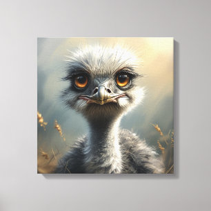 Little ostrich bird canvas print