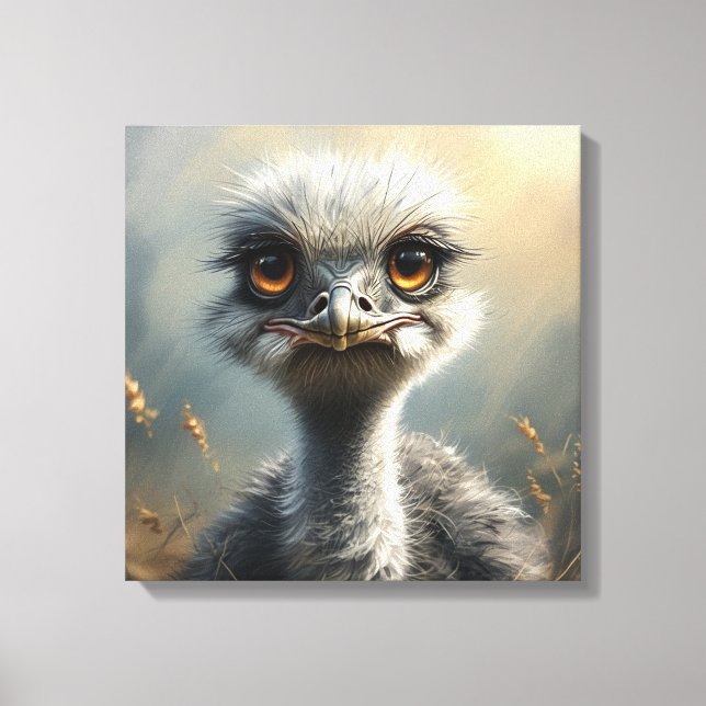 Little ostrich bird canvas print (Front)