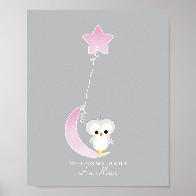 Little Owl | Baby Shower Guest Book Print (Front)