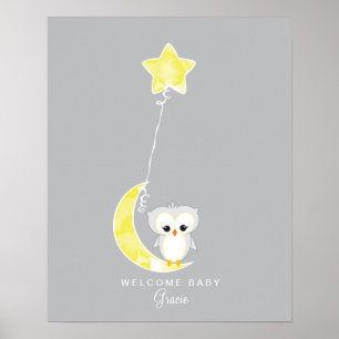 Little Owl   Baby Shower Guest Book Print