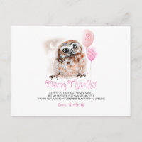 Little Owl Birthday Thank You