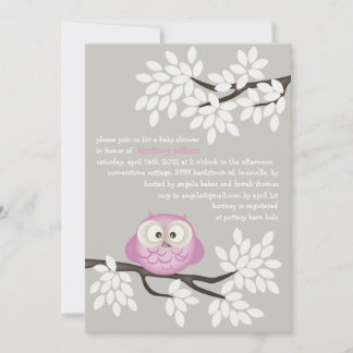 Little Owl & Branches Baby Shower Invitations
