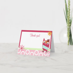 Little Owl Folded Thank you note Card