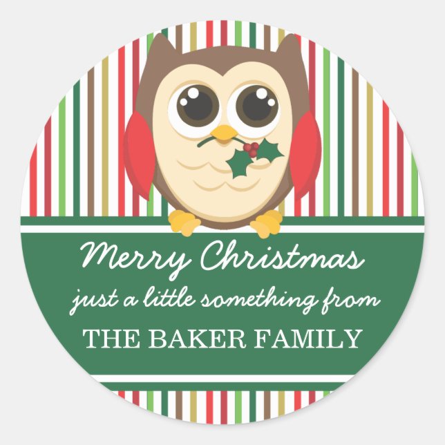 Little Owl Mistletoe Christmas Gift Tags (Front)