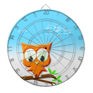 Little Owl on a Branch Dartboard