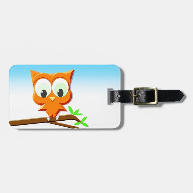 Little Owl on a Branch Luggage Tag (Front Horizontal)