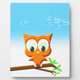 Little Owl on a Branch Plaque