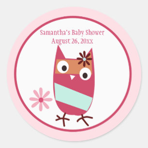 Little Owl Personalised Baby Shower Favour Sticker