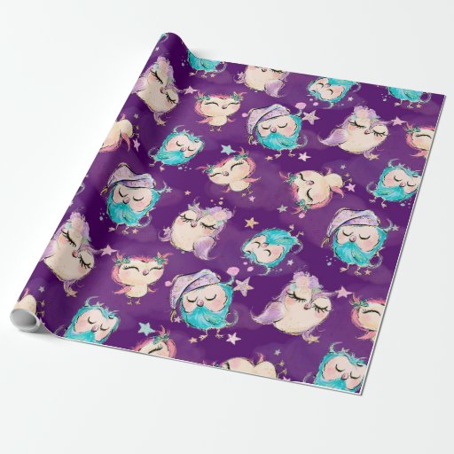 Image of Little Owl Sleeping Pattern 1 Wrapping Paper
