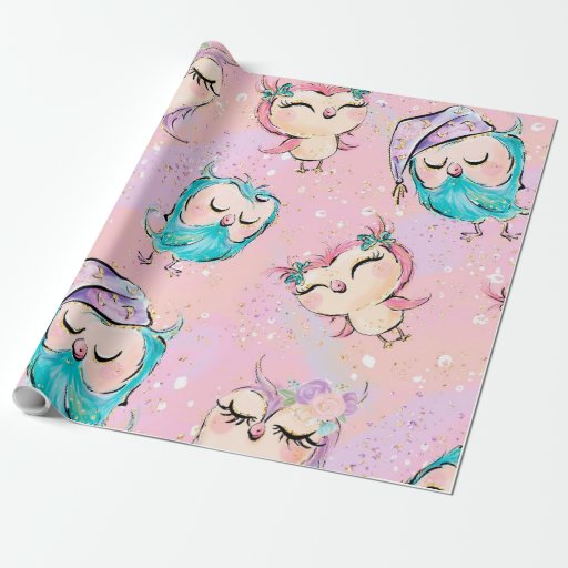 Image of Little Owl Sleeping Pattern 3 Wrapping Paper