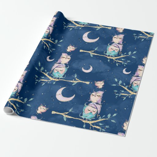 Image of Little Owl Sleeping Pattern 7 Wrapping Paper