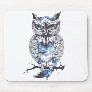 Little Owl Tattoo Flash Idea Cartoon Owl Mouse Mat