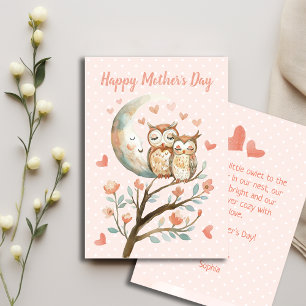 Little Owlet With Mum Love Happy Mothers Day Card