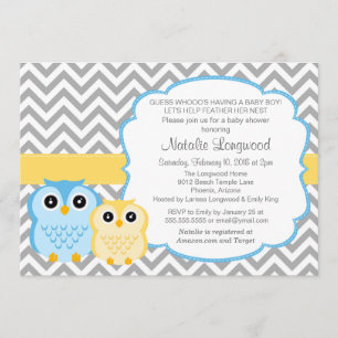 Little Owls Baby Shower Invitation, boy Invitation