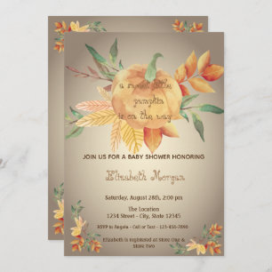 Little Pampkin,Leaves,Autumn Baby Shower Invitation