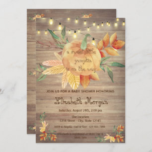 Little Pampkin,Lights,Wood Baby Shower Invitation