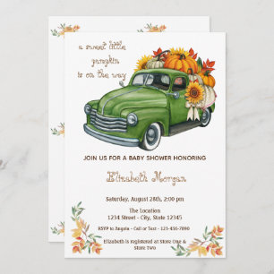 Little Pampkin,Truck Sunflower Autumn Baby Shower Invitation