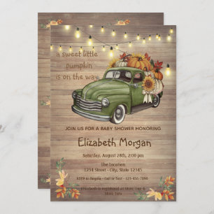 Little Pampkin,Wood Truck Sunflowers Baby Shower  Invitation