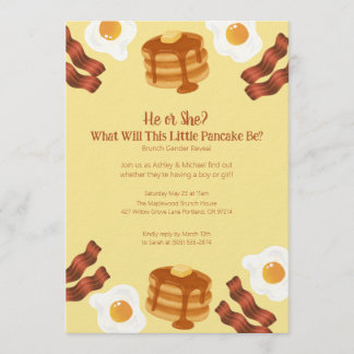 Little Pancake Brunch Theme Gender Reveal Invitation